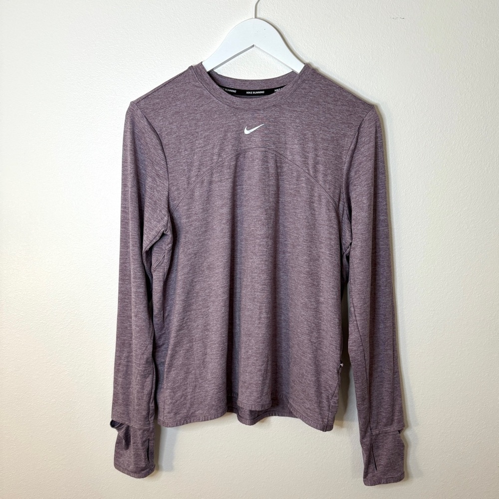 Nike Women’s Heathered Purple Long Sleeve Tee Thumb Holes Activewear Size Medium
